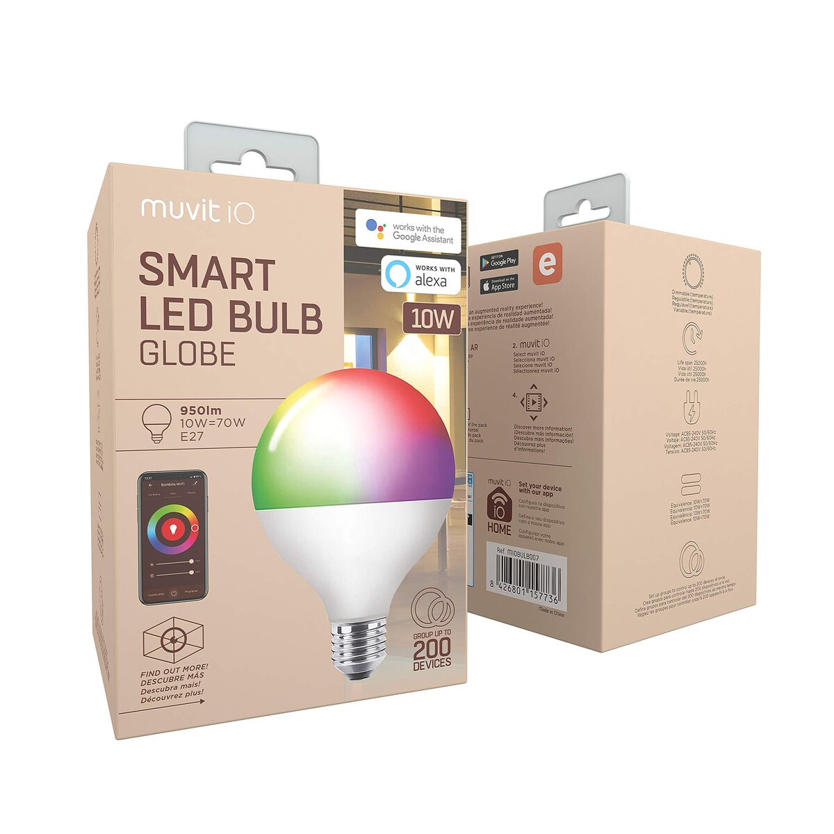 Smart Light bulb Muvit iO 10 W E27 2700 K 6500 K 950 Lm Wi-Fi LED