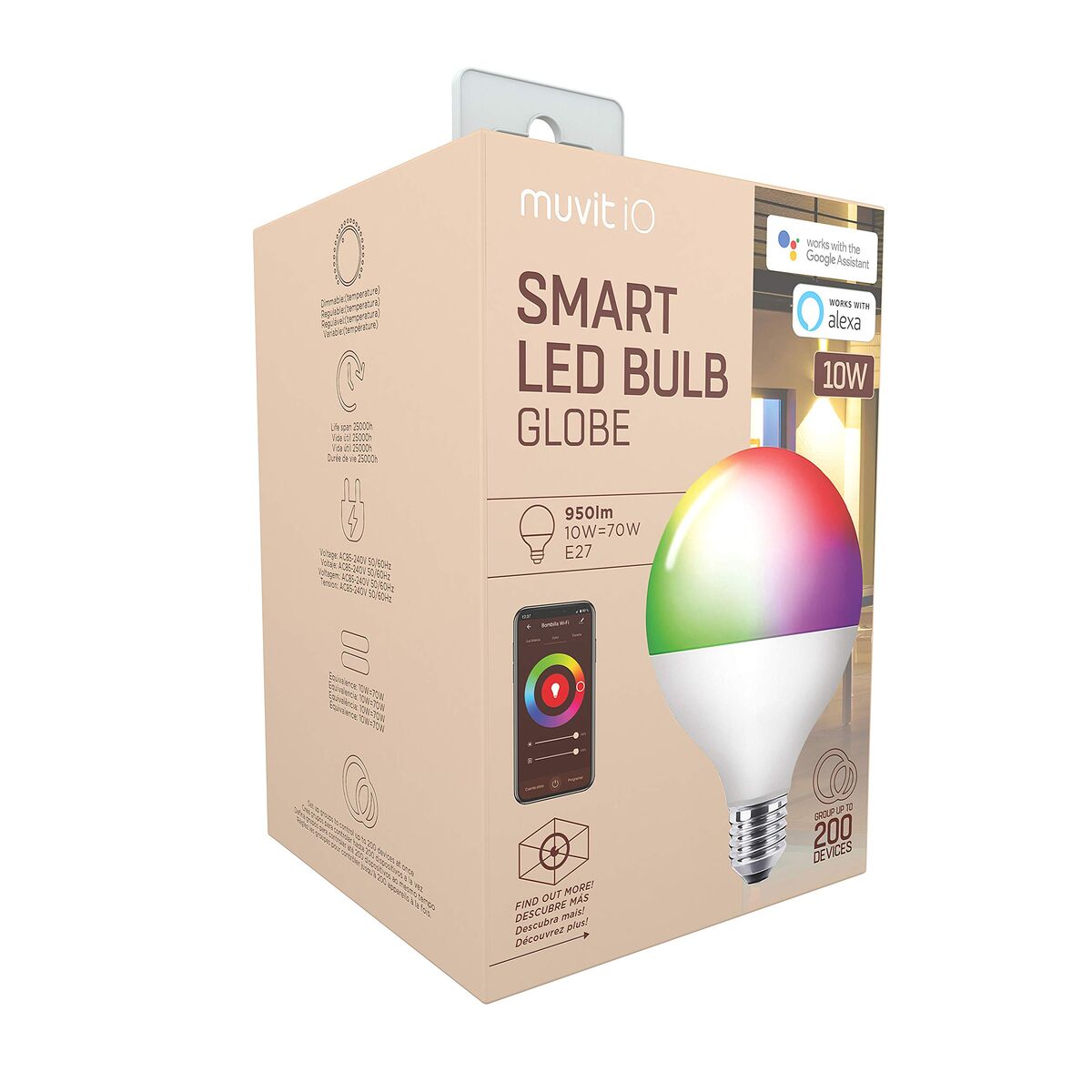 Smart Light bulb Muvit iO 10 W E27 2700 K 6500 K 950 Lm Wi-Fi LED
