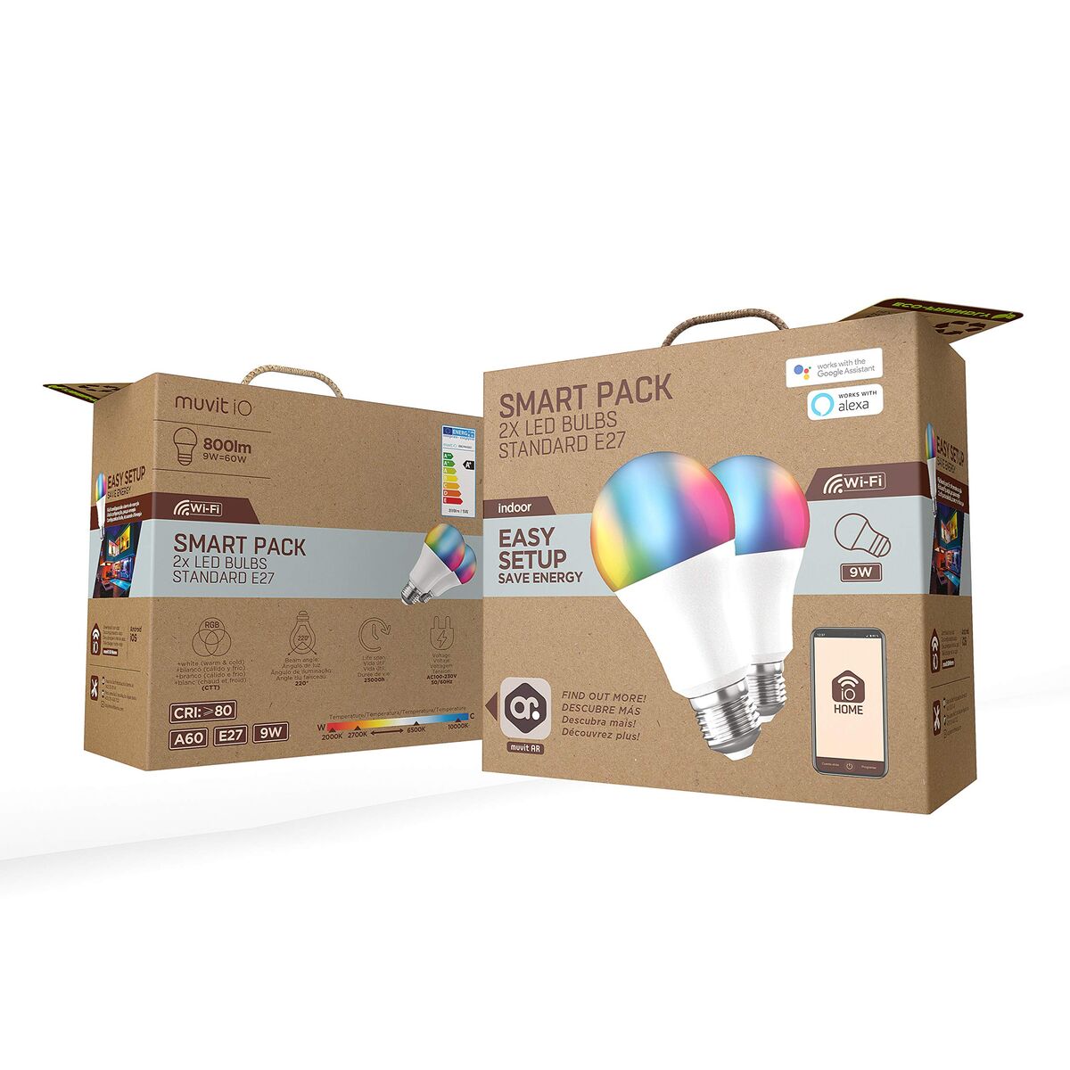 Smart Light bulb Muvit iO 9 W E27 800 lm Wi-Fi LED 2700 K 6500 K