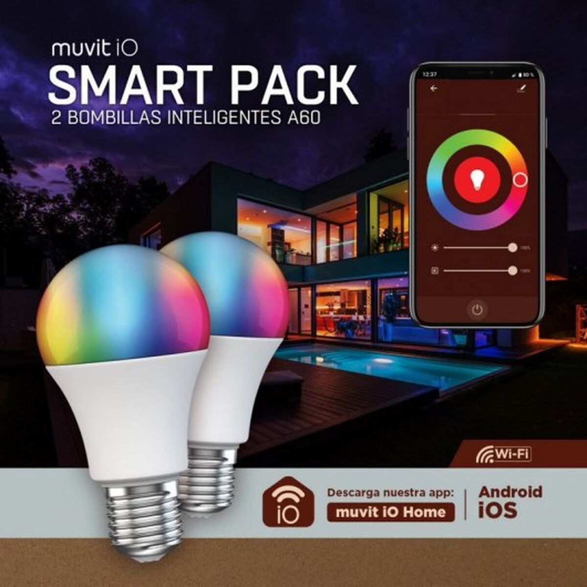 Smart Light bulb Muvit iO 9 W E27 800 lm Wi-Fi LED 2700 K 6500 K